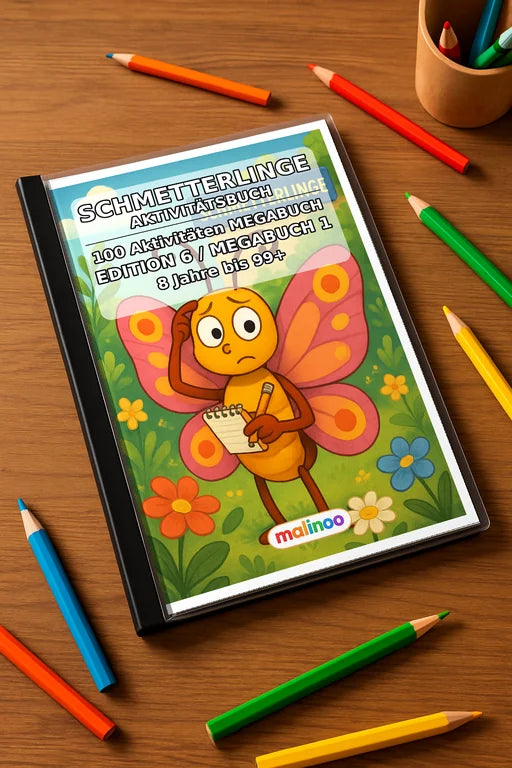 Schmetterlinge Aktivitätsbuch 100 Rätsel- und Aktivitätsseiten gedruck – Mockup-Ansicht