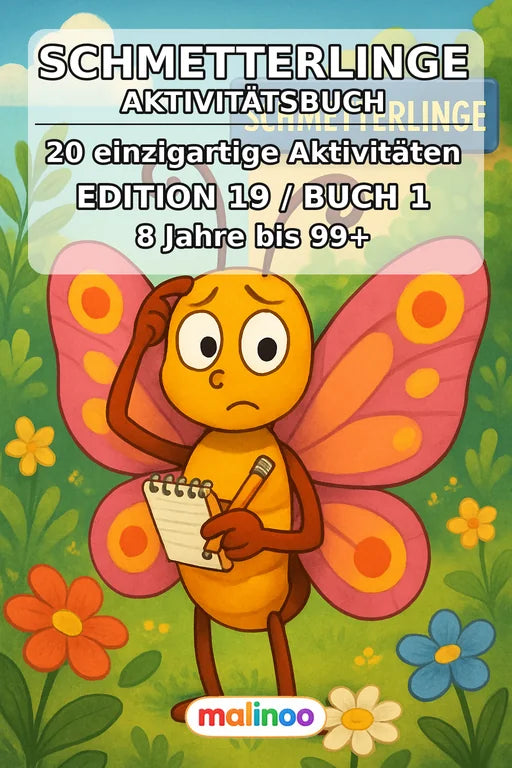 Schmetterlinge Aktivitätsbuch 20 Rätsel- und Aktivitätsseiten gedruckt – Cover