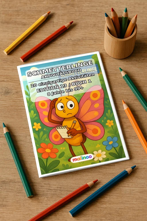 Schmetterlinge Aktivitätsbuch 20 Rätsel- und Aktivitätsseiten gedruckt – Mockup-Ansicht