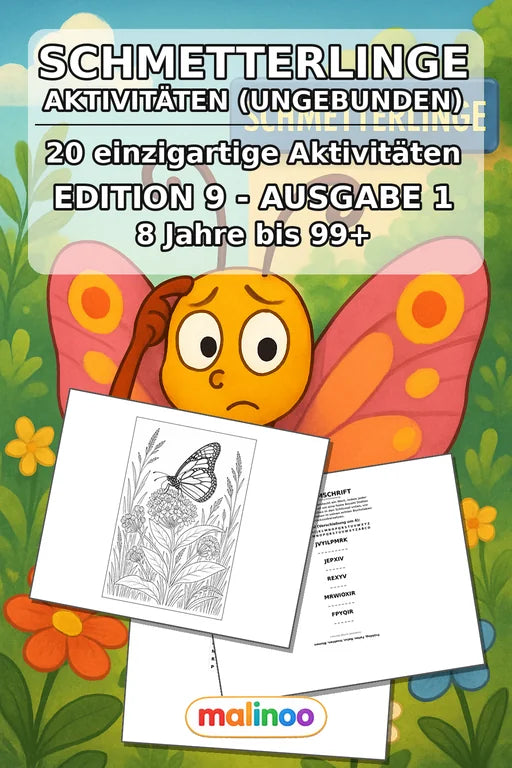 Schmetterlinge Aktivitätsbuch 20 Rätsel- und Aktivitätsseiten gedruckt – Cover