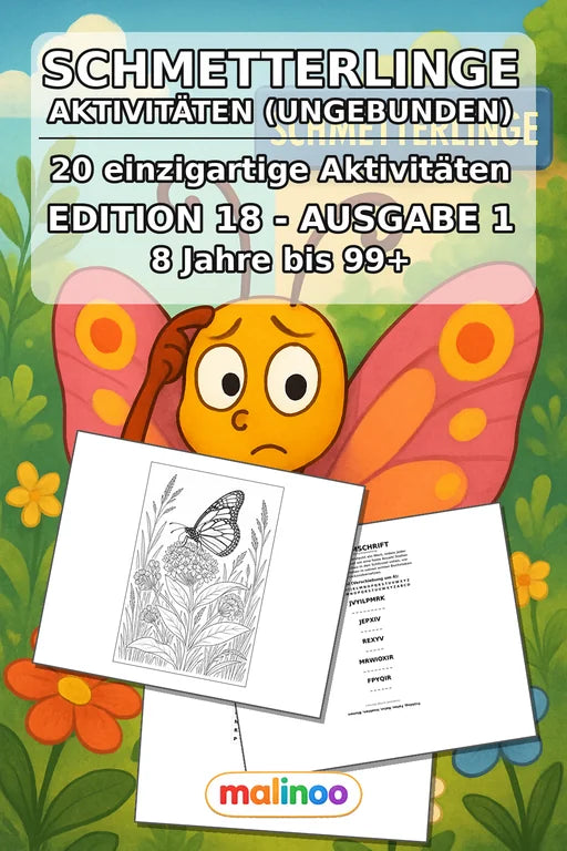 Schmetterlinge Aktivitätsbuch 20 Rätsel- und Aktivitätsseiten gedruckt – Cover