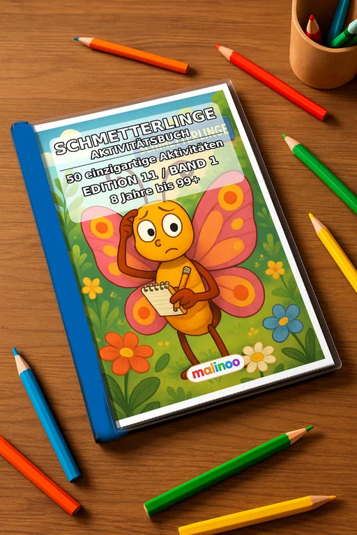 Schmetterlinge Aktivitätsbuch 50 Rätsel- und Aktivitätsseiten gedruckt – Mockup-Ansicht