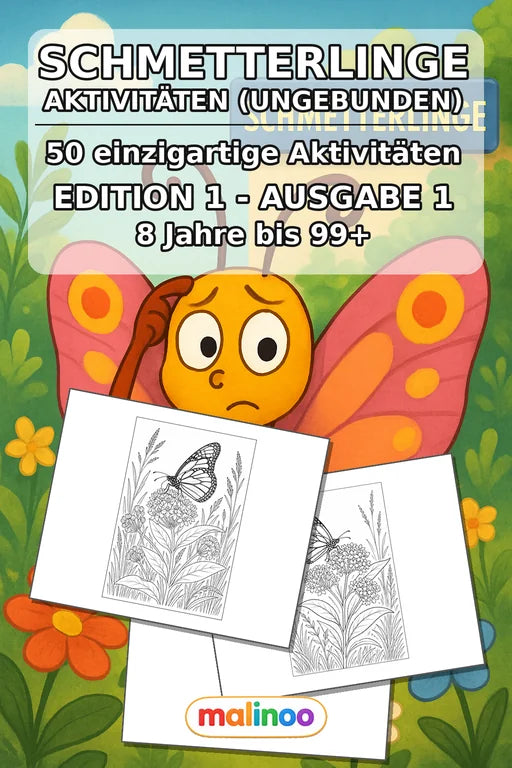 Schmetterlinge Aktivitätsbuch 50 Rätsel- und Aktivitätsseiten gedruckt – Cover
