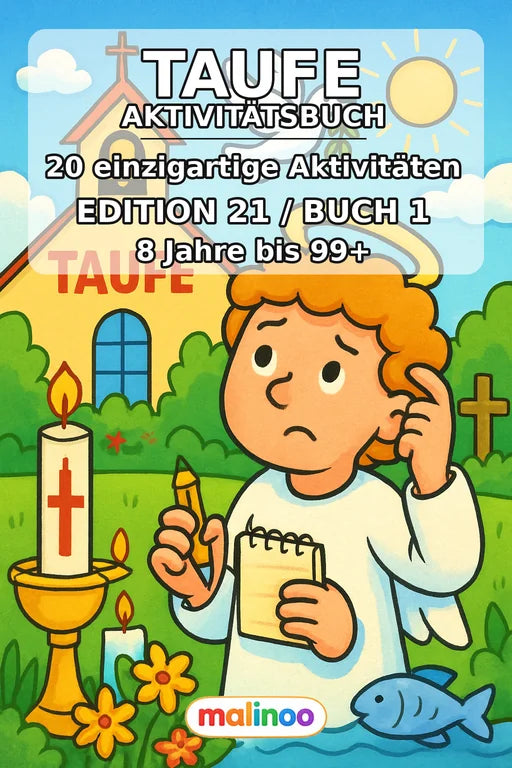 Taufe Aktivitätsbuch 20 Rätsel- und Aktivitätsseiten gedruckt+gebunden – Cover