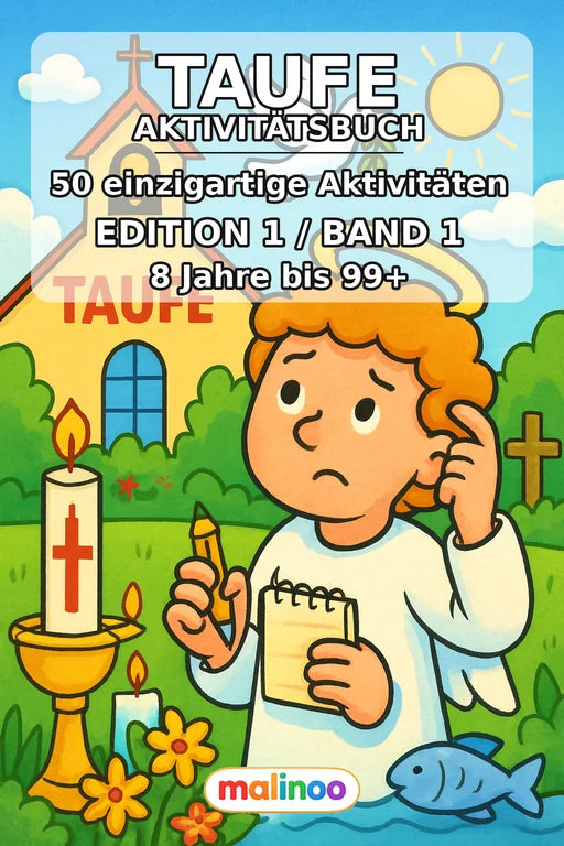 Taufe Aktivitätsbuch 50 Rätsel- und Aktivitätsseiten gedruckt+gebunden – Cover