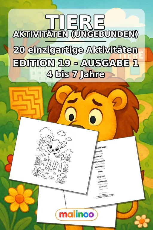 Tiere Aktivitätsbuch 20 Rätsel- und Aktivitätsseiten gedruckt+lose – Cover