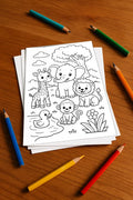 Tiere Aktivitätsbuch 20 Rätsel- und Aktivitätsseiten gedruckt+lose – Mockup-Ansicht