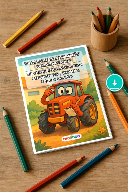 Tractors Activity Aktivitätsbuch 20 Rätsel- und Aktivitätsseiten PDF D – Mockup-Ansicht