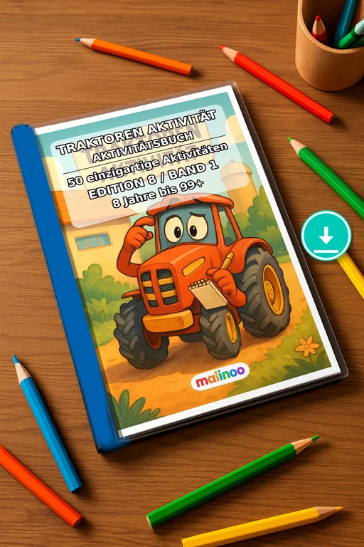 Tractors Activity Aktivitätsbuch 50 Rätsel- und Aktivitätsseiten PDF D – Mockup-Ansicht