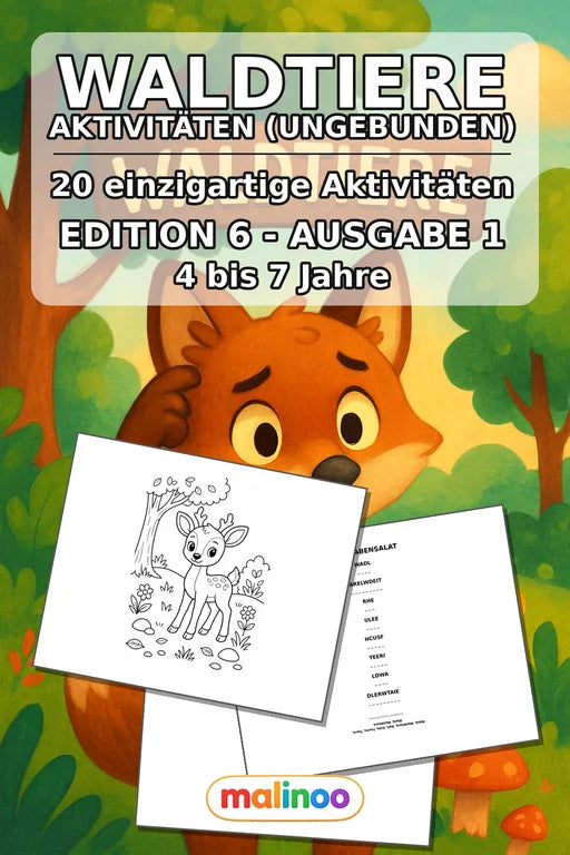 Waldtiere Aktivitätsbuch 20 Rätsel- und Aktivitätsseiten gedruckt+lose – Cover