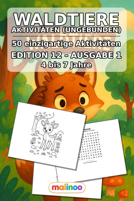 Waldtiere Aktivitätsbuch 50 Rätsel- und Aktivitätsseiten gedruckt+lose – Cover