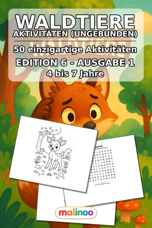 Waldtiere Aktivitätsbuch 50 Rätsel- und Aktivitätsseiten gedruckt+lose – Cover
