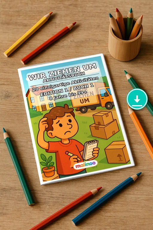 Wir ziehen um Aktivitätsbuch 20 Rätsel- und – Mockup-Ansicht