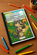 Wölfe Aktivitätsbuch 100 Rätsel- und Aktivitätsseiten gedruckt+gebunde – Mockup-Ansicht