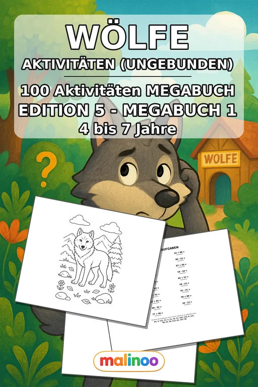 Wölfe Aktivitätsbuch 100 Rätsel- und Aktivitätsseiten gedruckt+lose – Cover