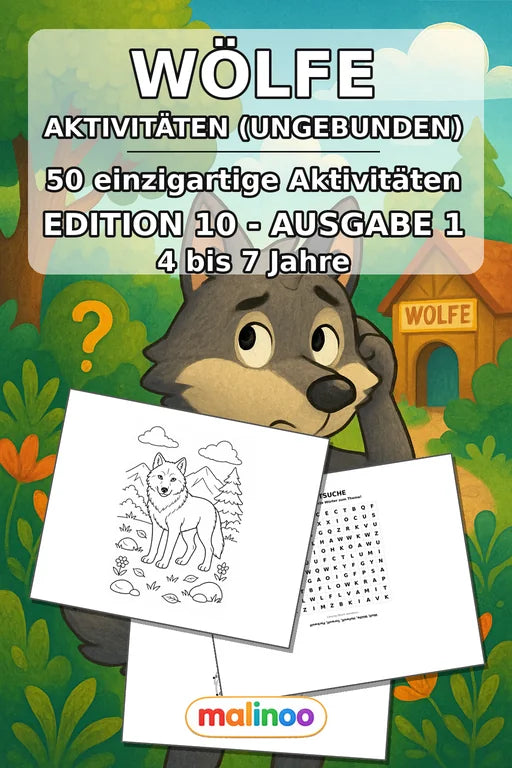 Wölfe Aktivitätsbuch 50 Rätsel- und Aktivitätsseiten gedruckt+lose – Cover