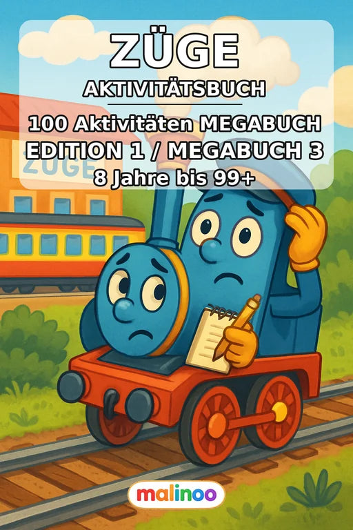 Züge Aktivitätsbuch 100 Rätsel- und Aktivitätsseiten PDF – Cover