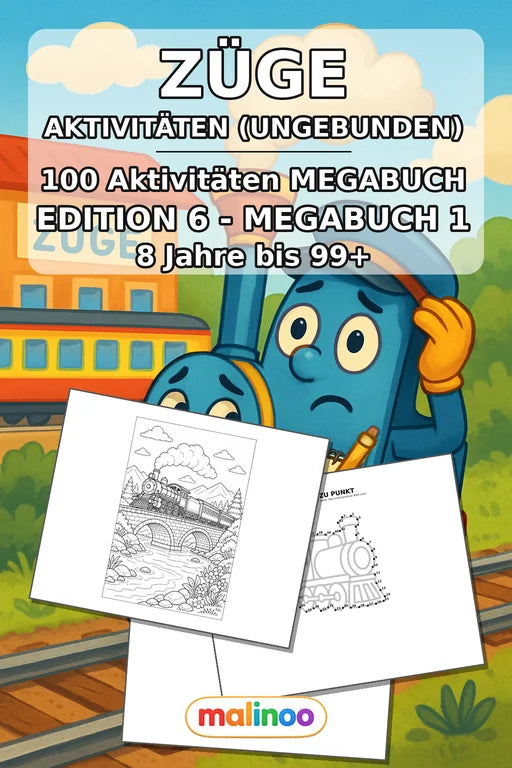 Zugaktivitäten Aktivitätsbuch 100 Rätsel- und Aktivitätsseiten gedruck – Cover
