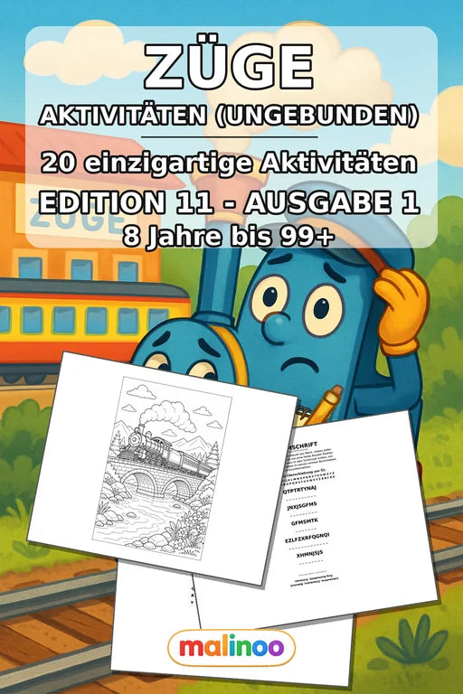 Zugaktivitäten Aktivitätsbuch 20 Rätsel- und Aktivitätsseiten gedruckt – Cover