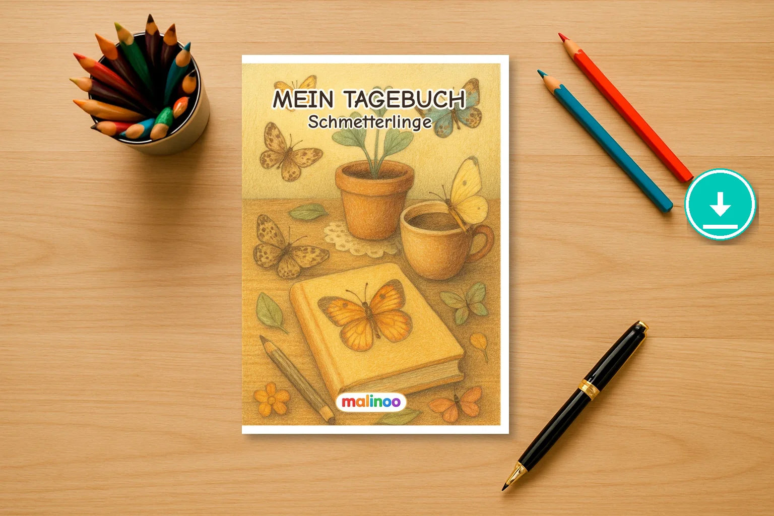 Tagebuch Butterflies Medium 00 mockup digital