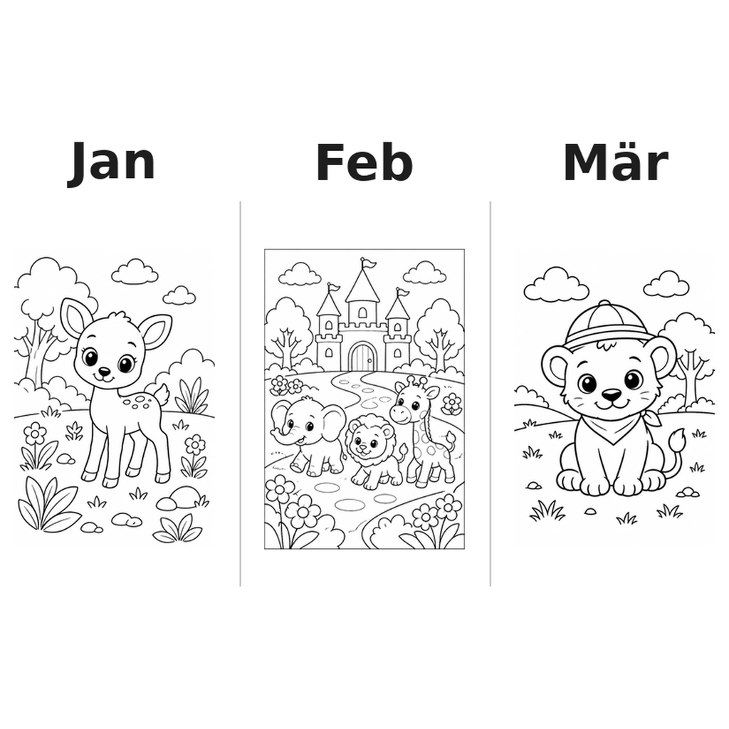 baby_animals_low Kalender 2027 Motive Ausmalen 1