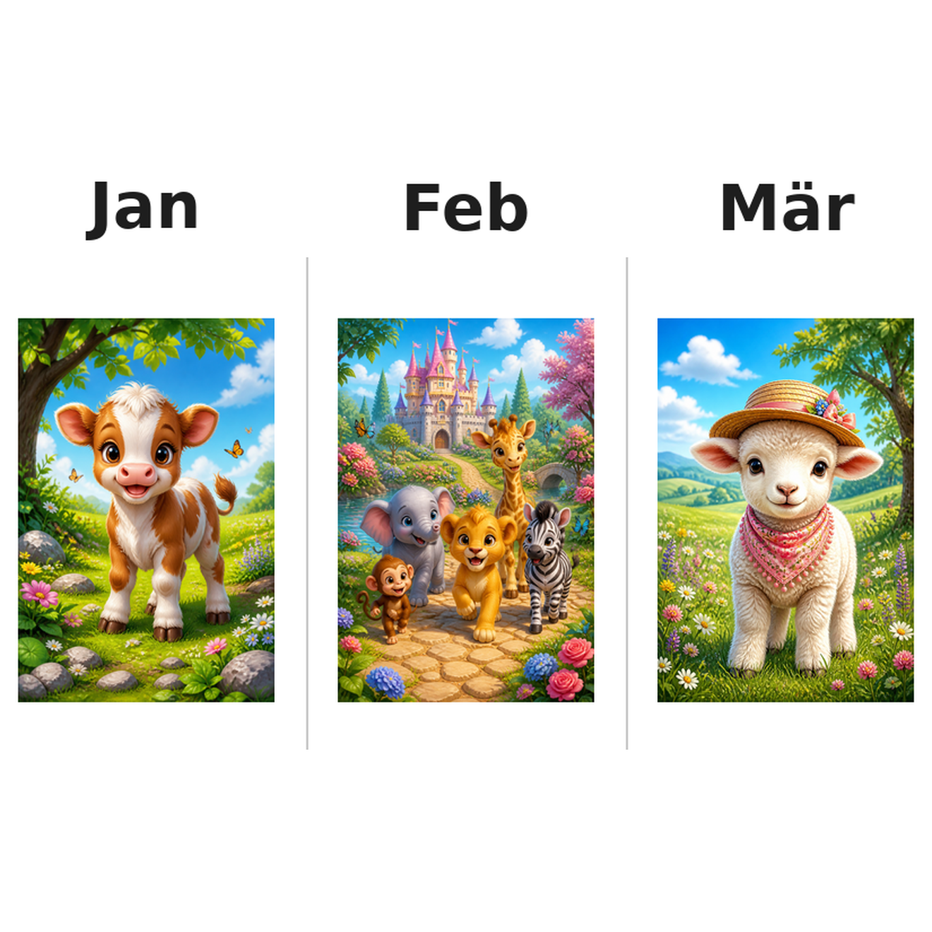 baby_animals_low Kalender 2027 Motive ausgemalt 1