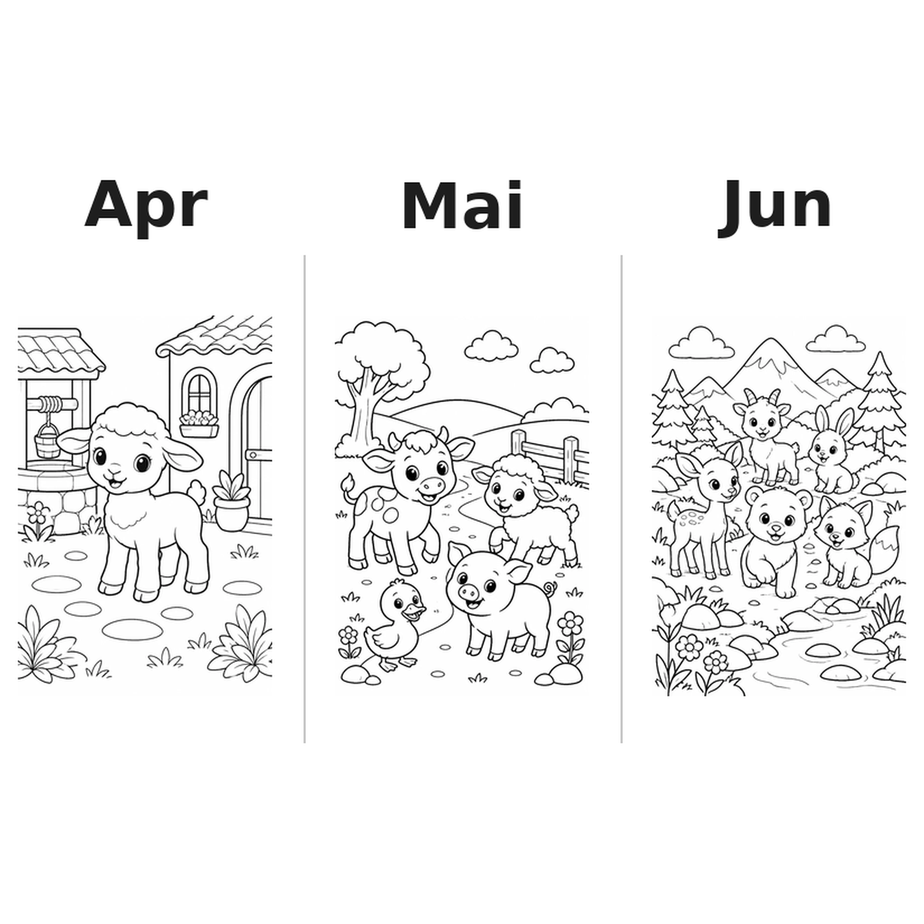 baby_animals_low Kalender 2027 Motive Ausmalen 2