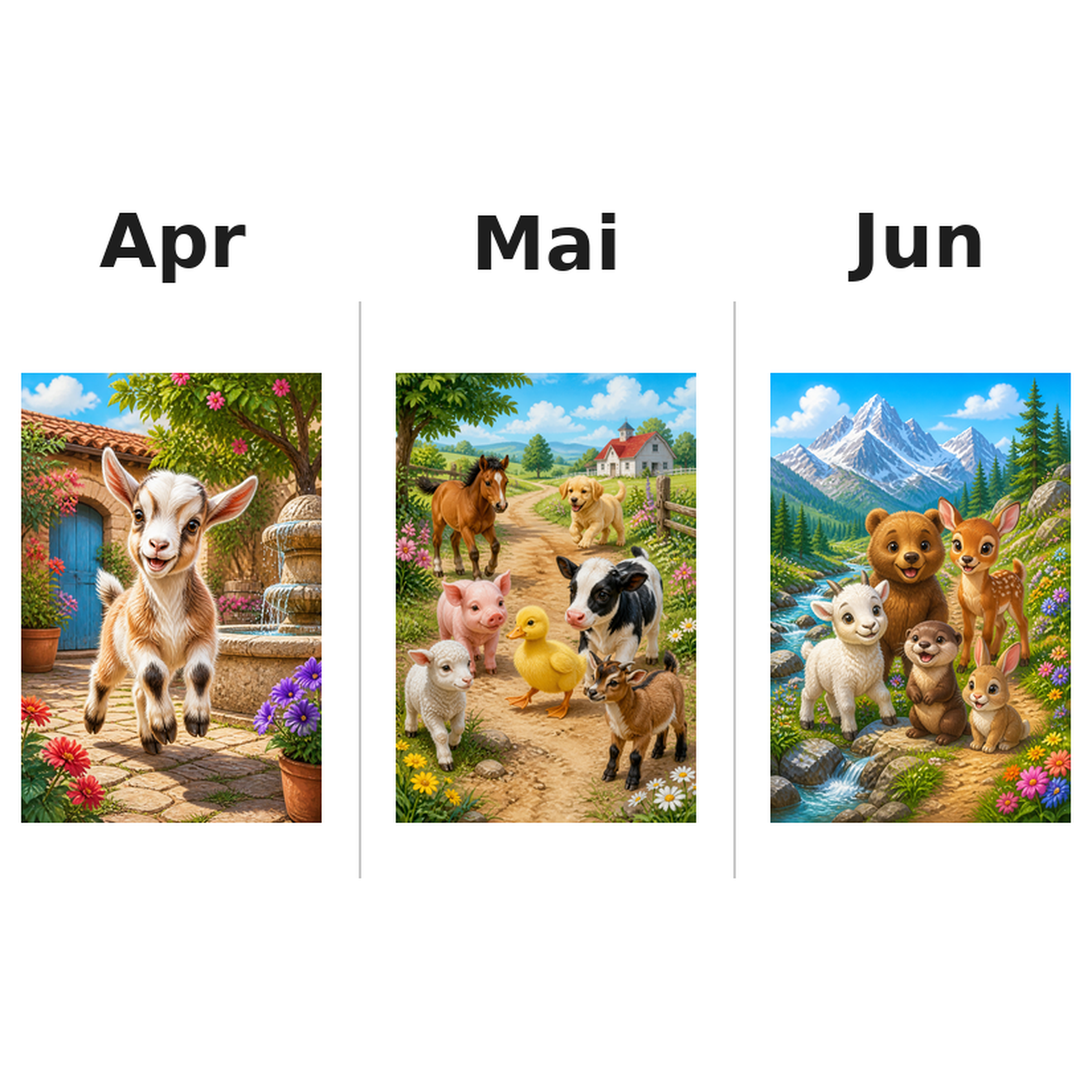 baby_animals_low Kalender 2027 Motive ausgemalt 2