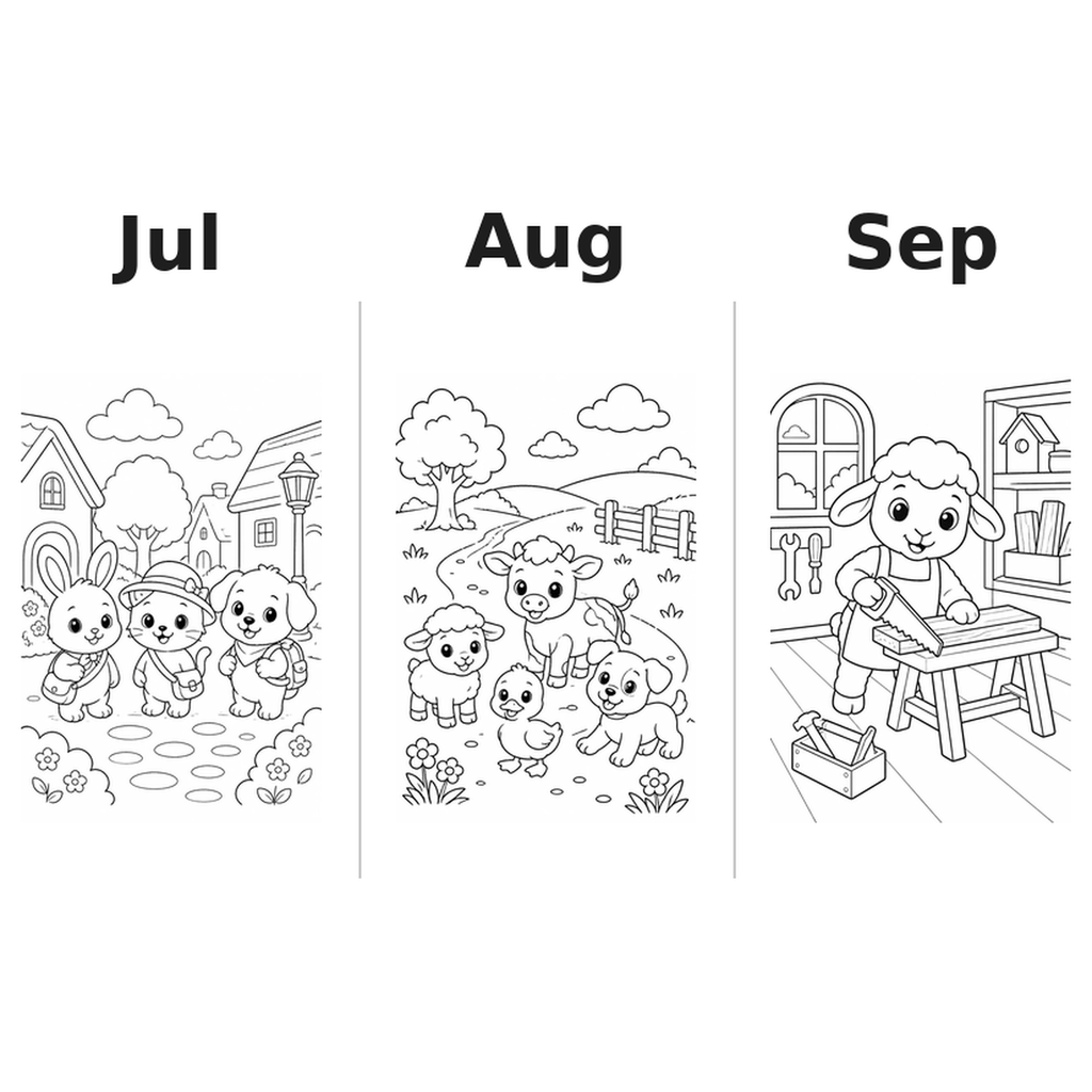 baby_animals_low Kalender 2027 Motive Ausmalen 3