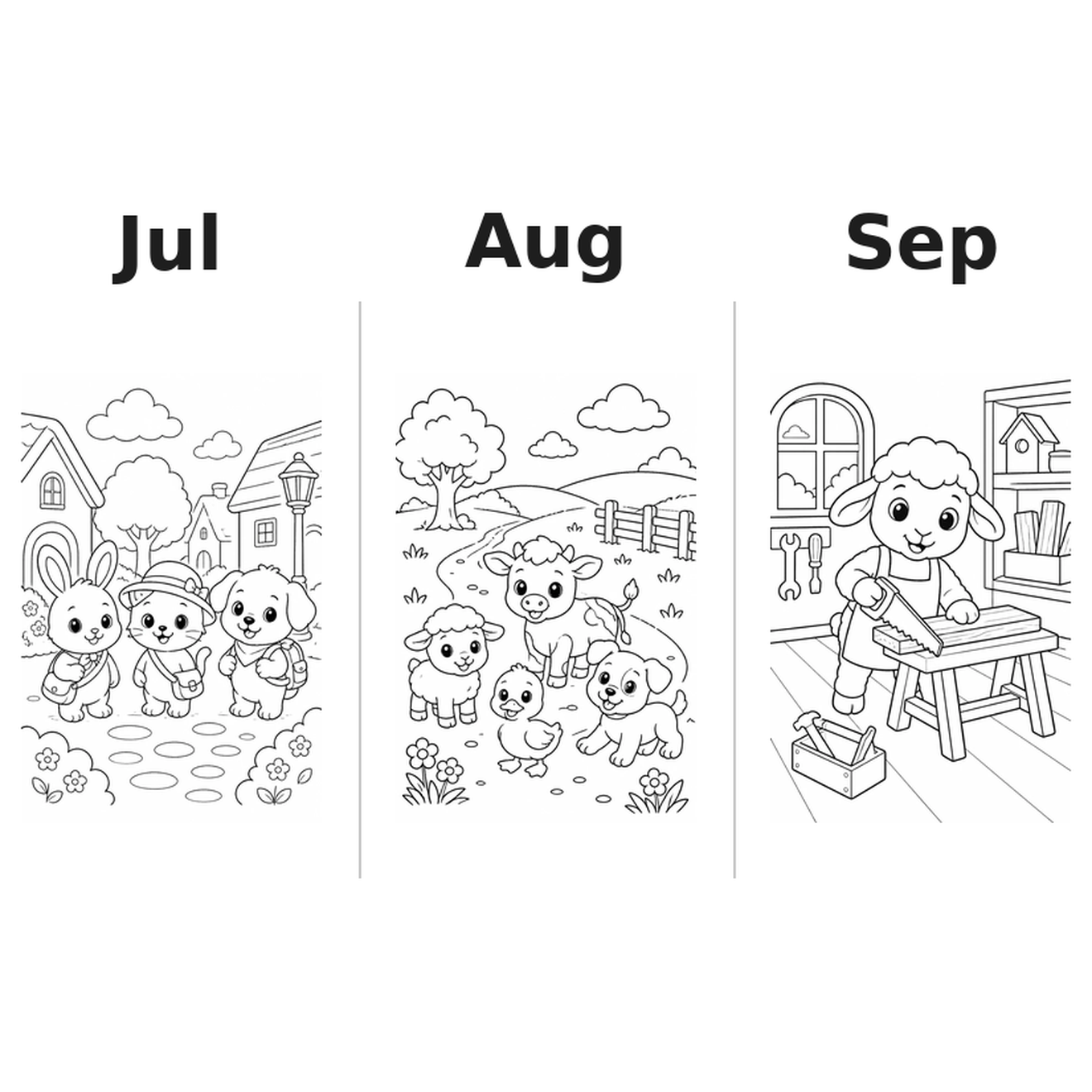 baby_animals_low Kalender 2027 Motive Ausmalen 3