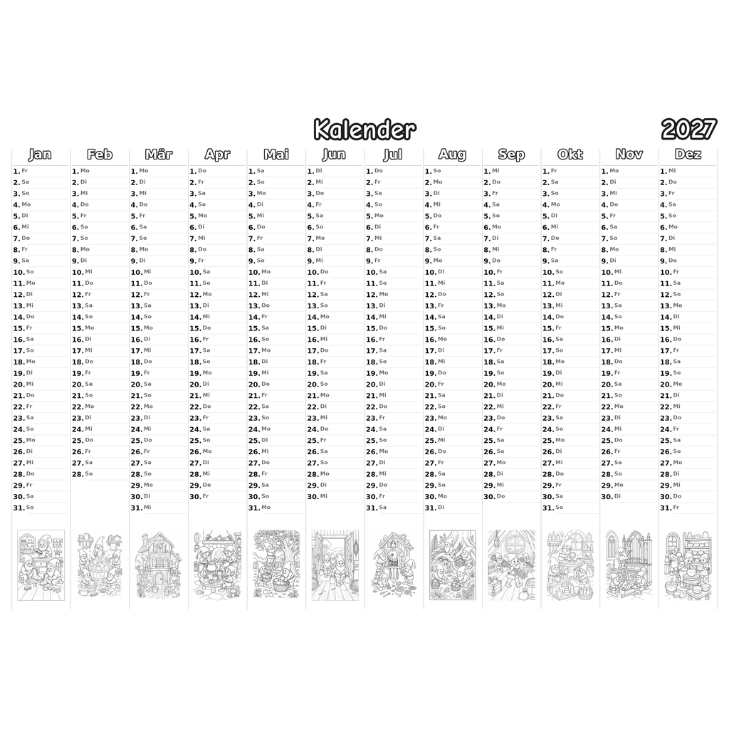 brownie_medium Kalender 2027 Ausmalen