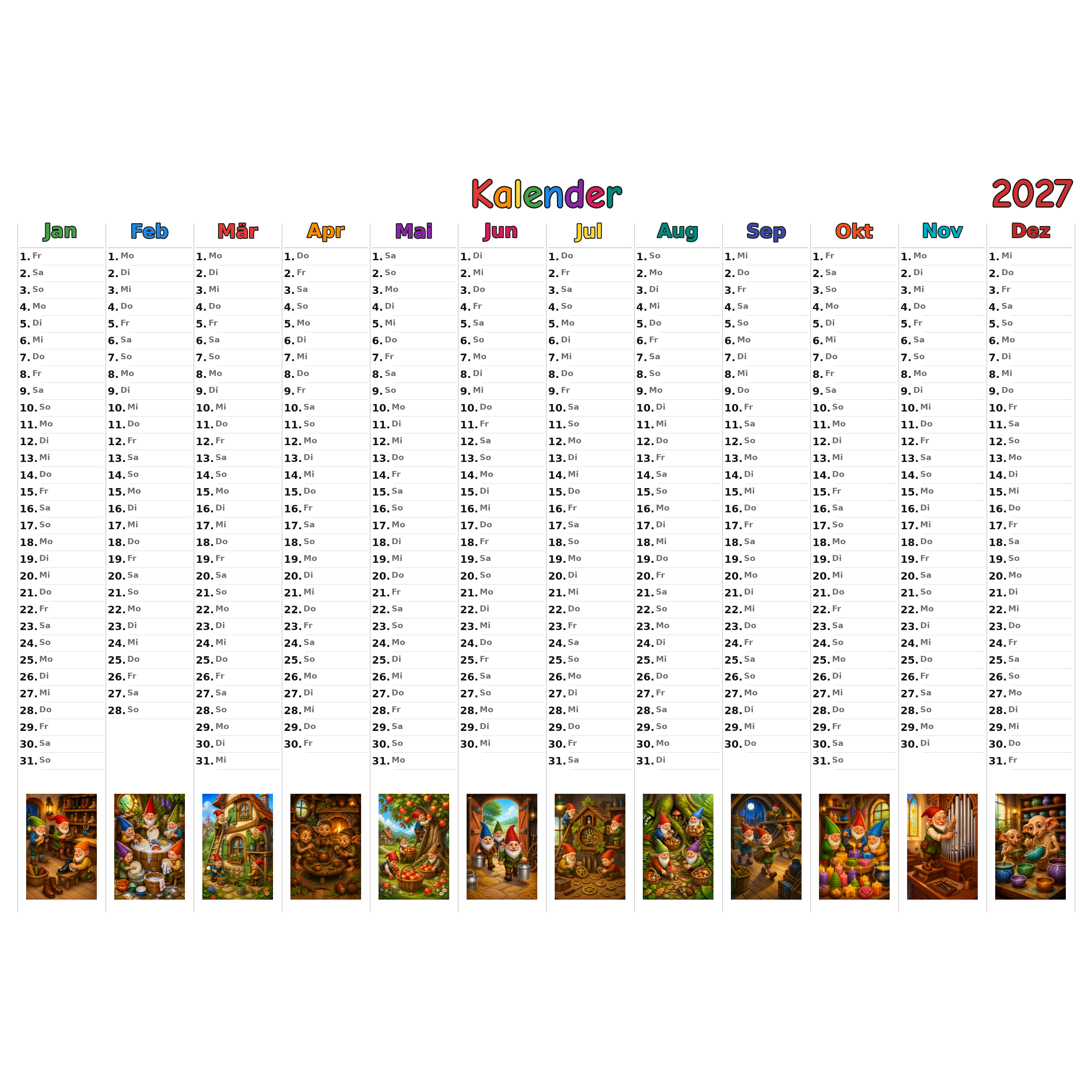 brownie_medium Kalender 2027 ausgemalt