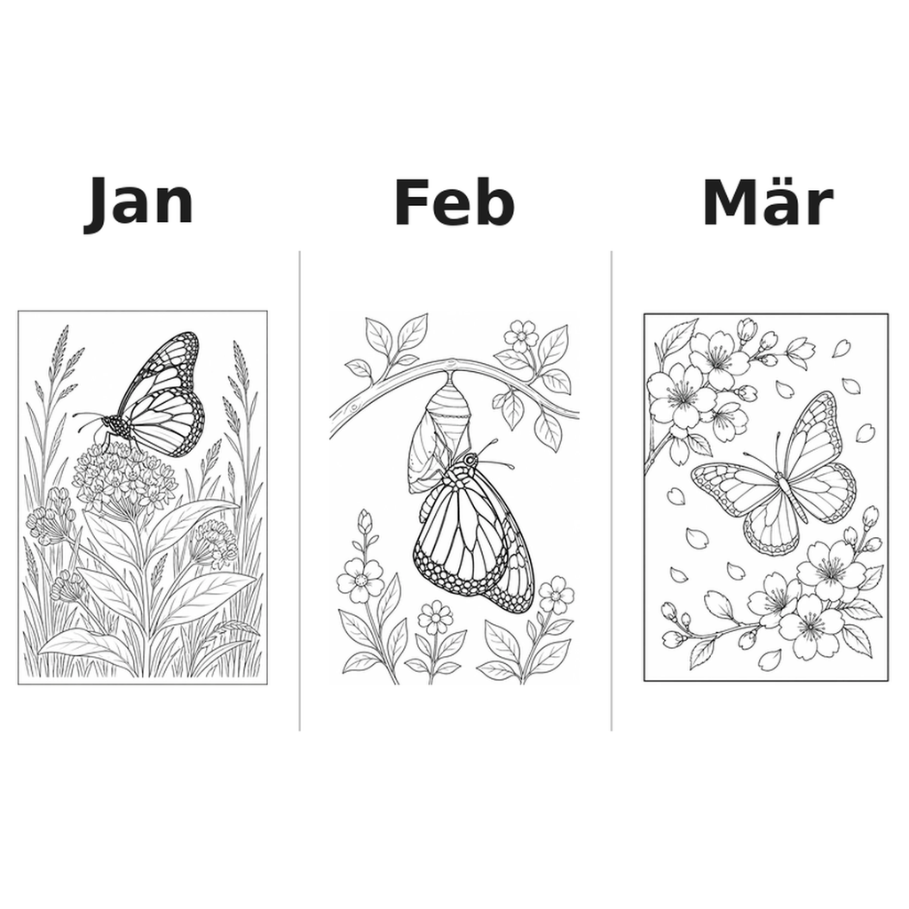 butterflies_medium Kalender 2027 Motive Ausmalen 1