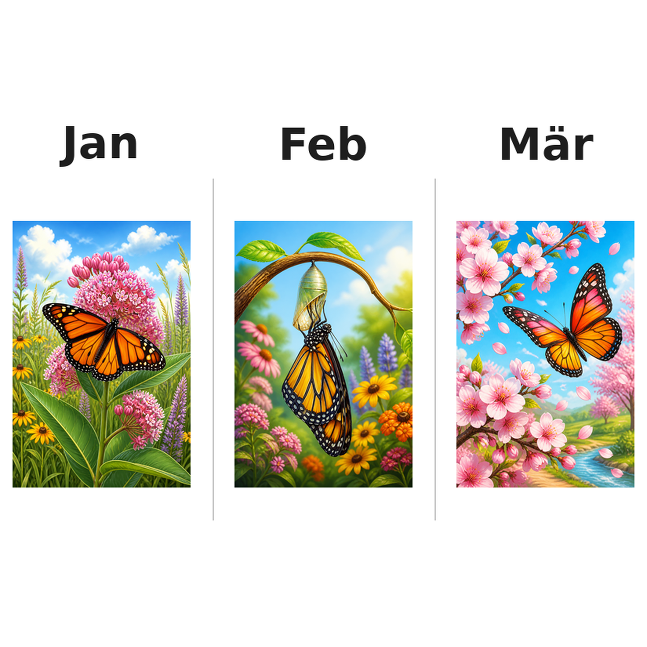 butterflies_medium Kalender 2027 Motive ausgemalt 1