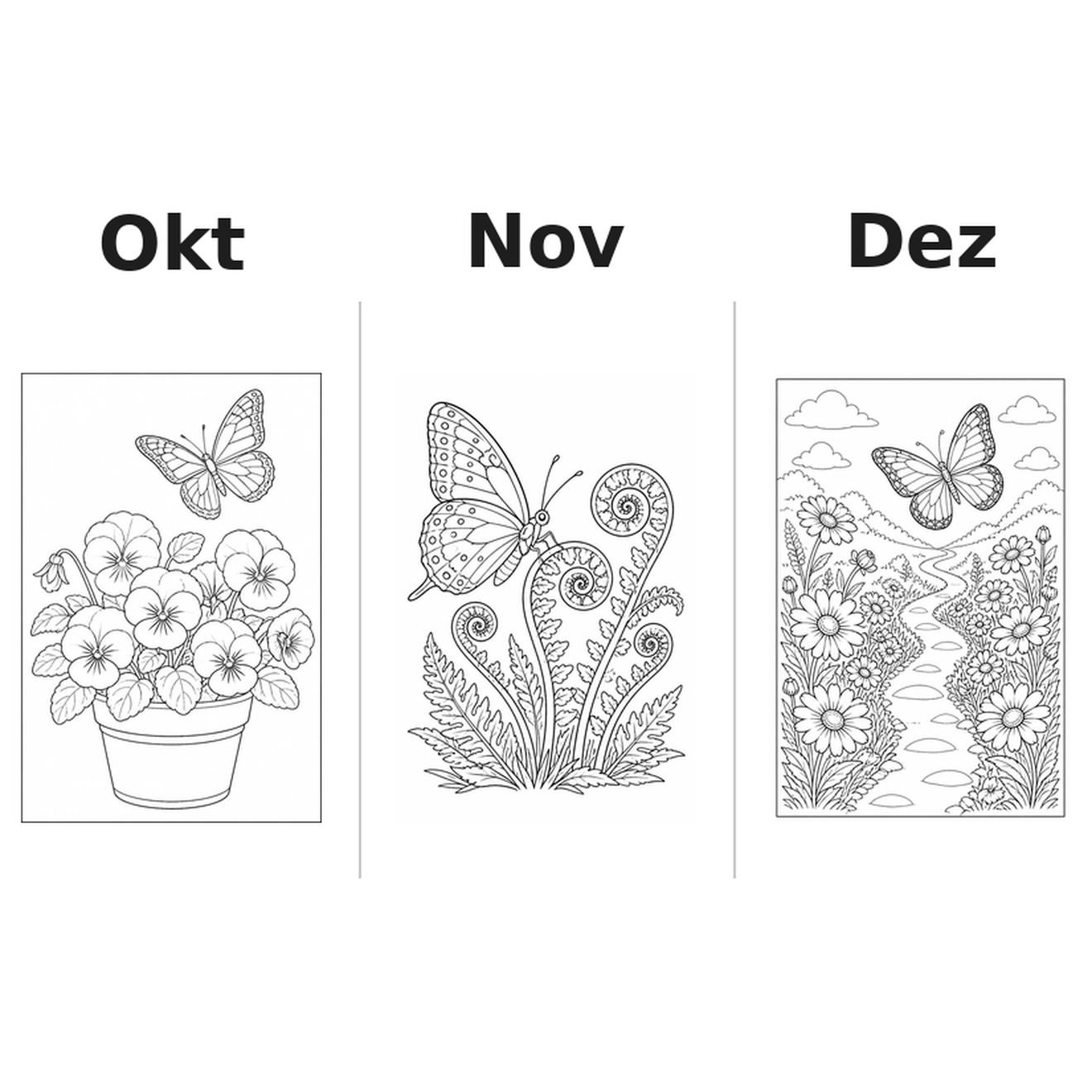 butterflies_medium Kalender 2027 Motive Ausmalen 4