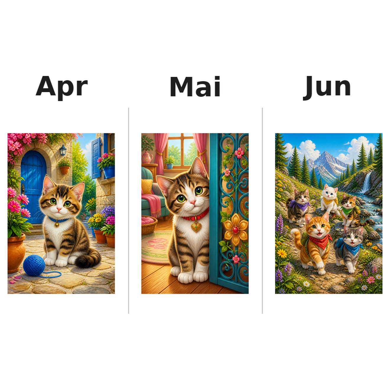 cats Kalender 2027 Motive ausgemalt 2