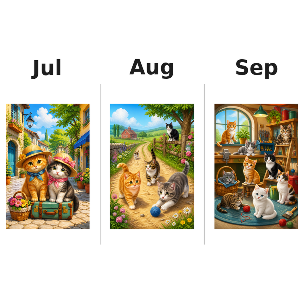 cats Kalender 2027 Motive ausgemalt 3