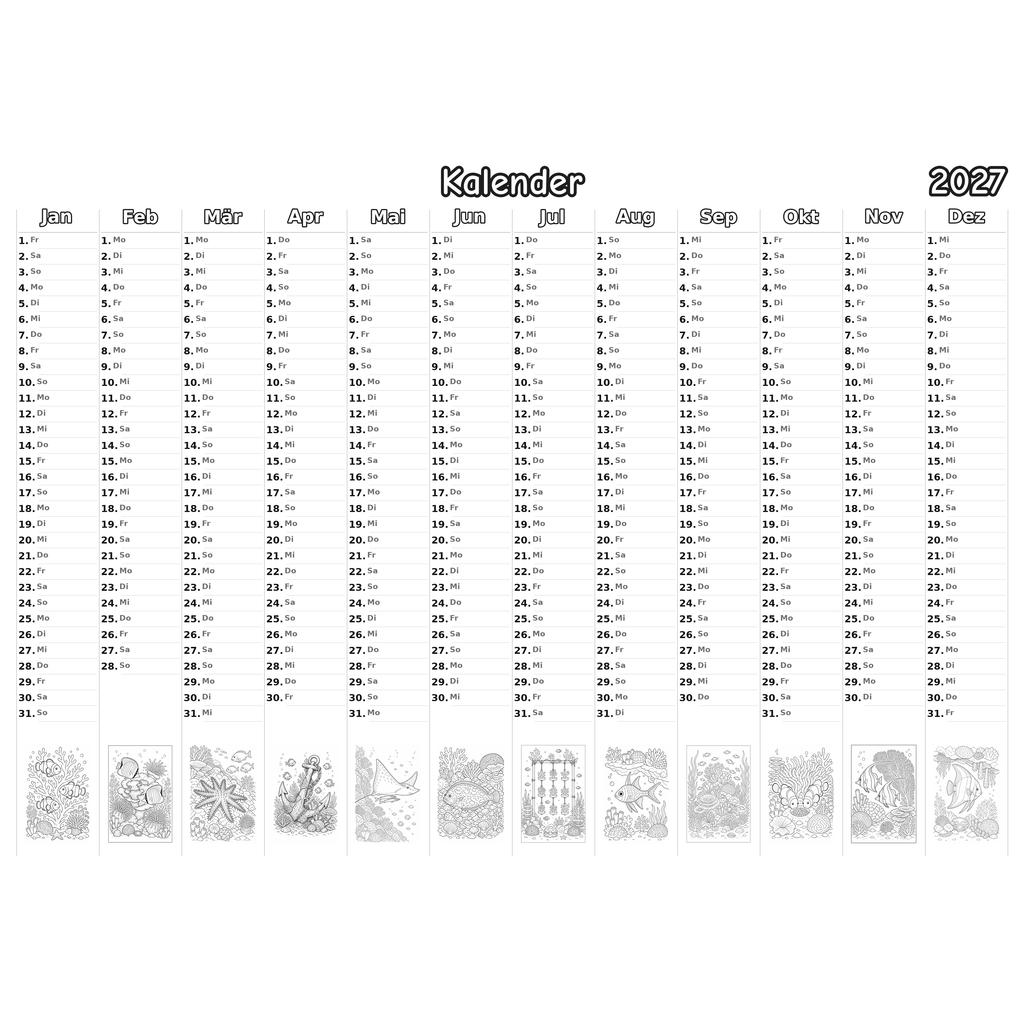 coral_reefs_medium Kalender 2027 Ausmalen
