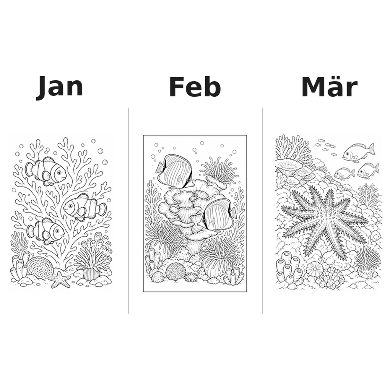 coral_reefs_medium Kalender 2027 Motive Ausmalen 1
