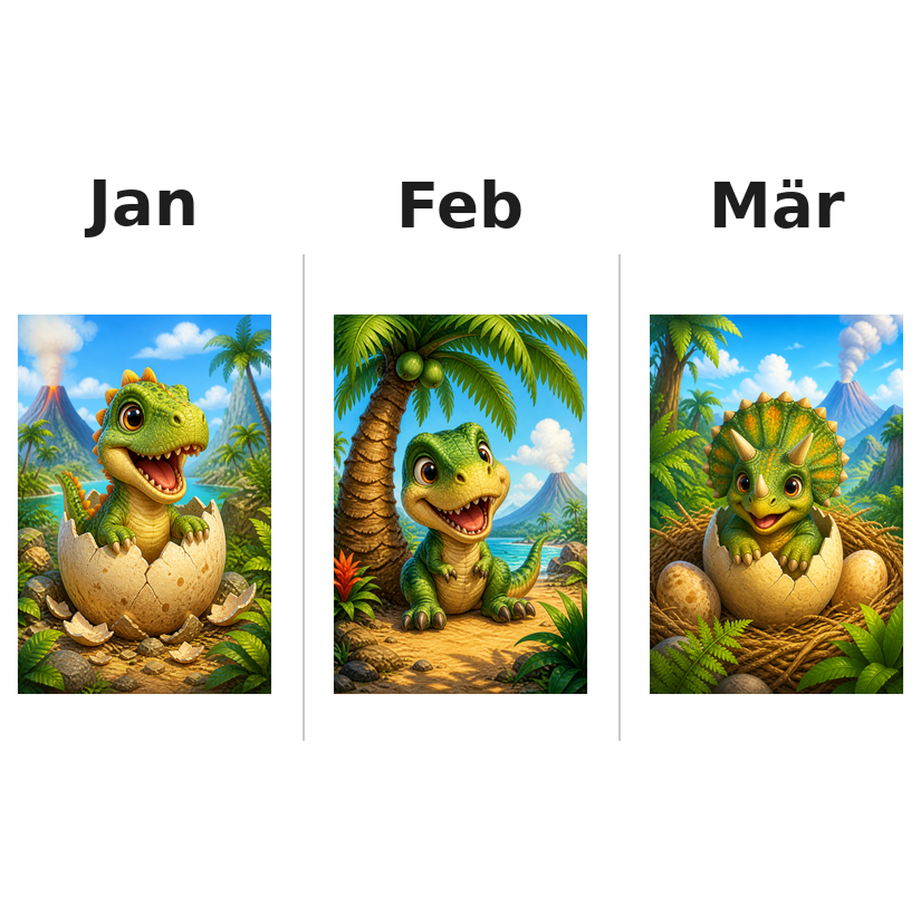 dinobaby Kalender 2027 Motive ausgemalt 1