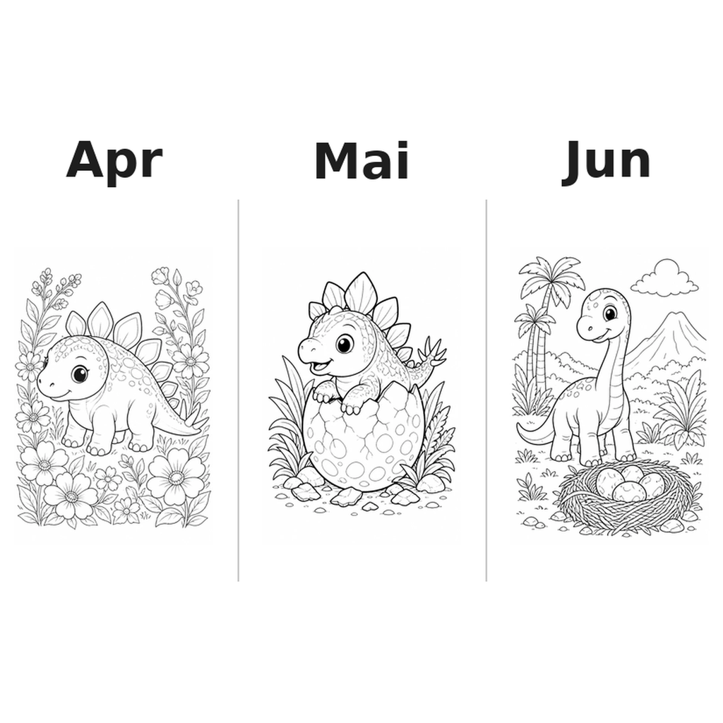 dinobaby Kalender 2027 Motive Ausmalen 2