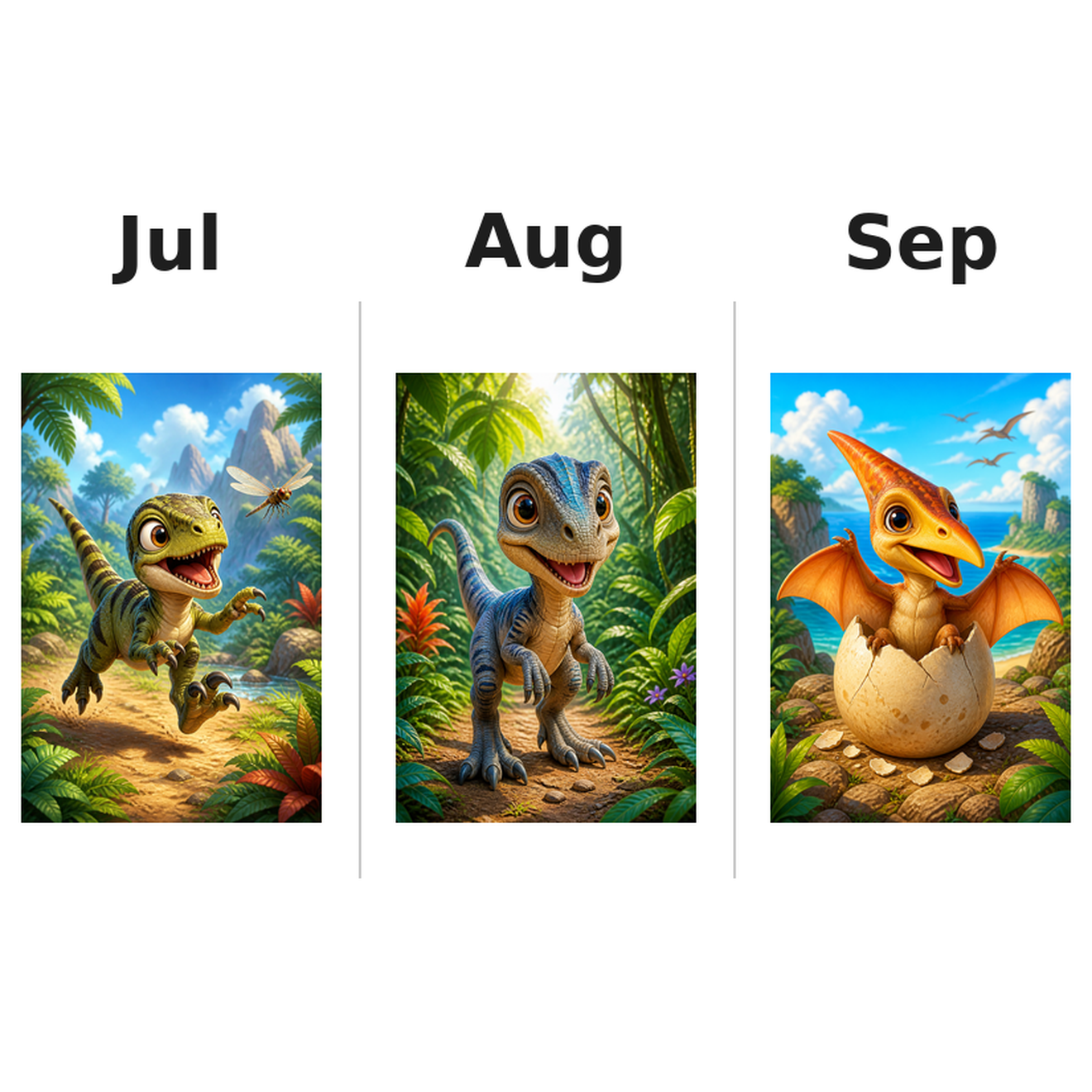 dinobaby Kalender 2027 Motive ausgemalt 3