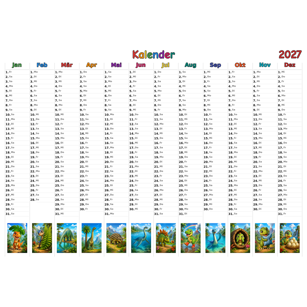 dinosaur_low Kalender 2027 ausgemalt