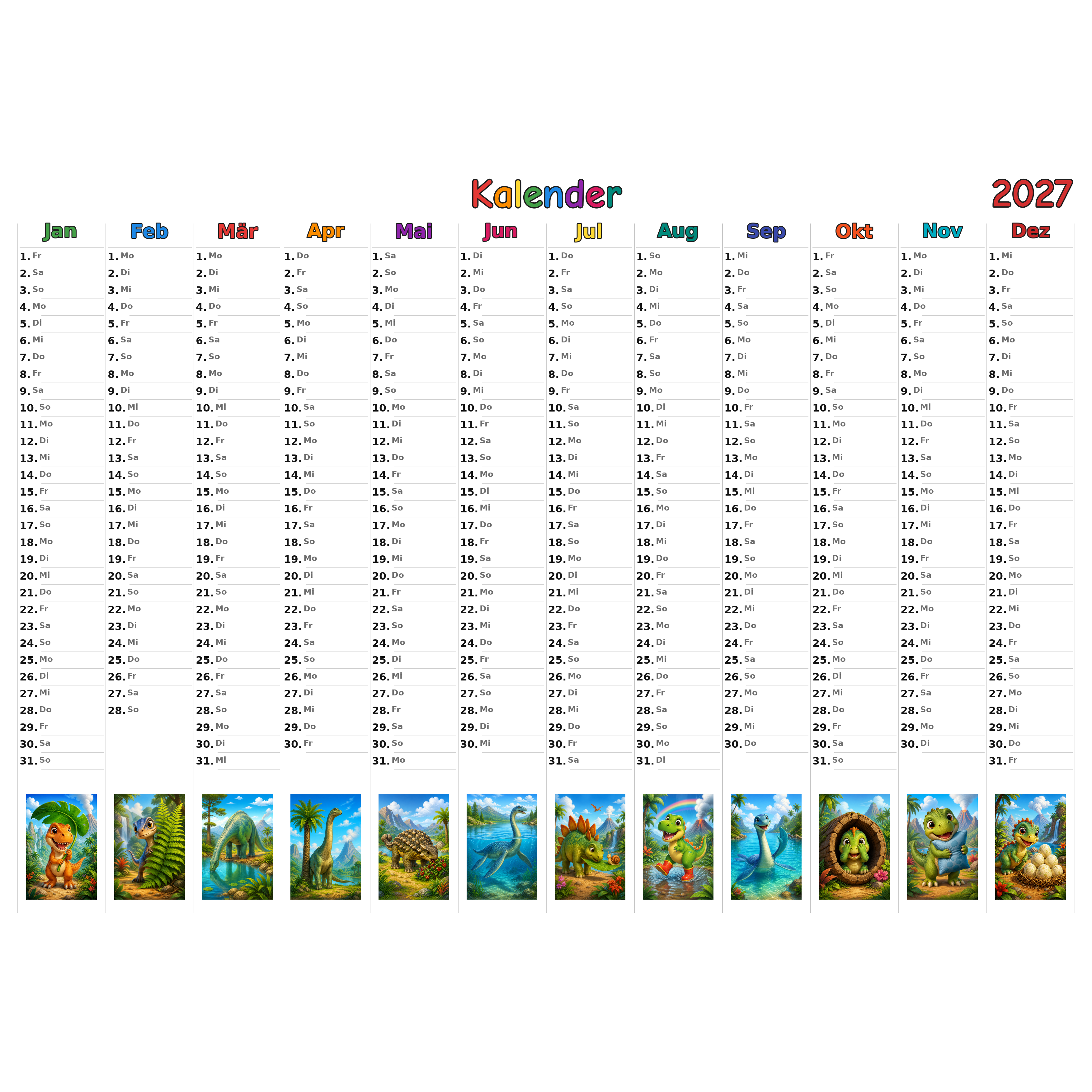 dinosaur_low Kalender 2027 ausgemalt