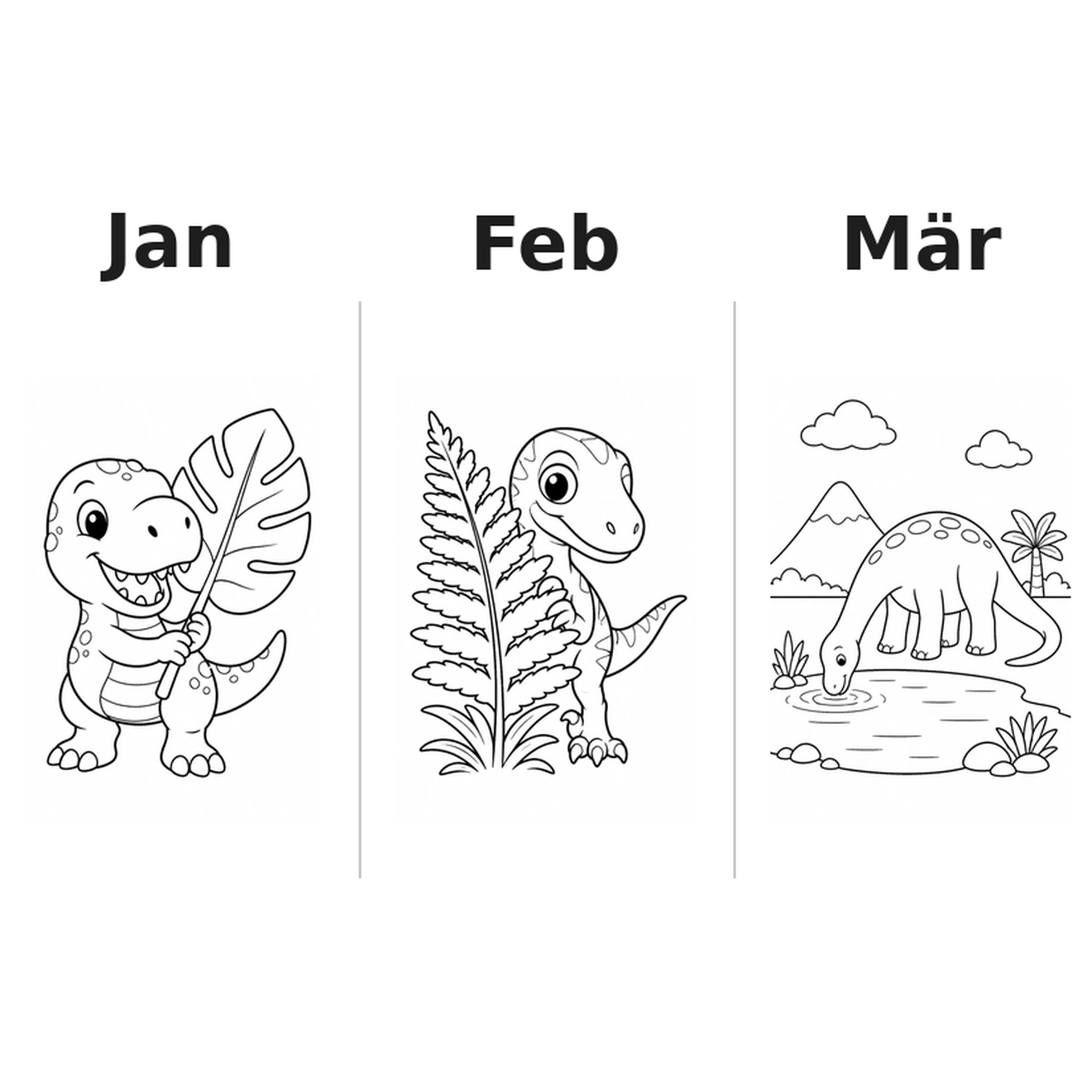 dinosaur_low Kalender 2027 Motive Ausmalen 1