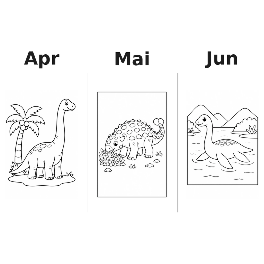dinosaur_low Kalender 2027 Motive Ausmalen 2
