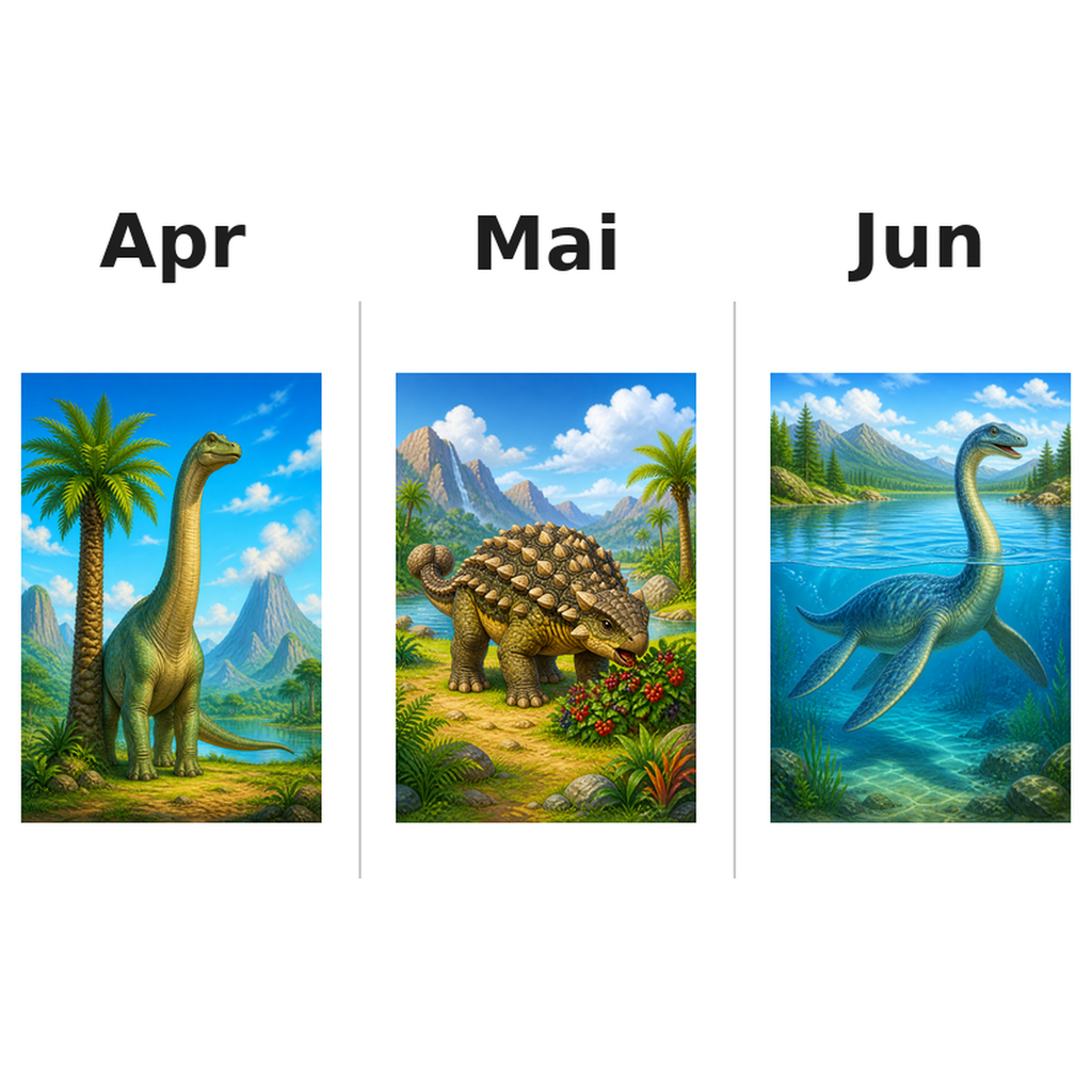 dinosaur_low Kalender 2027 Motive ausgemalt 2
