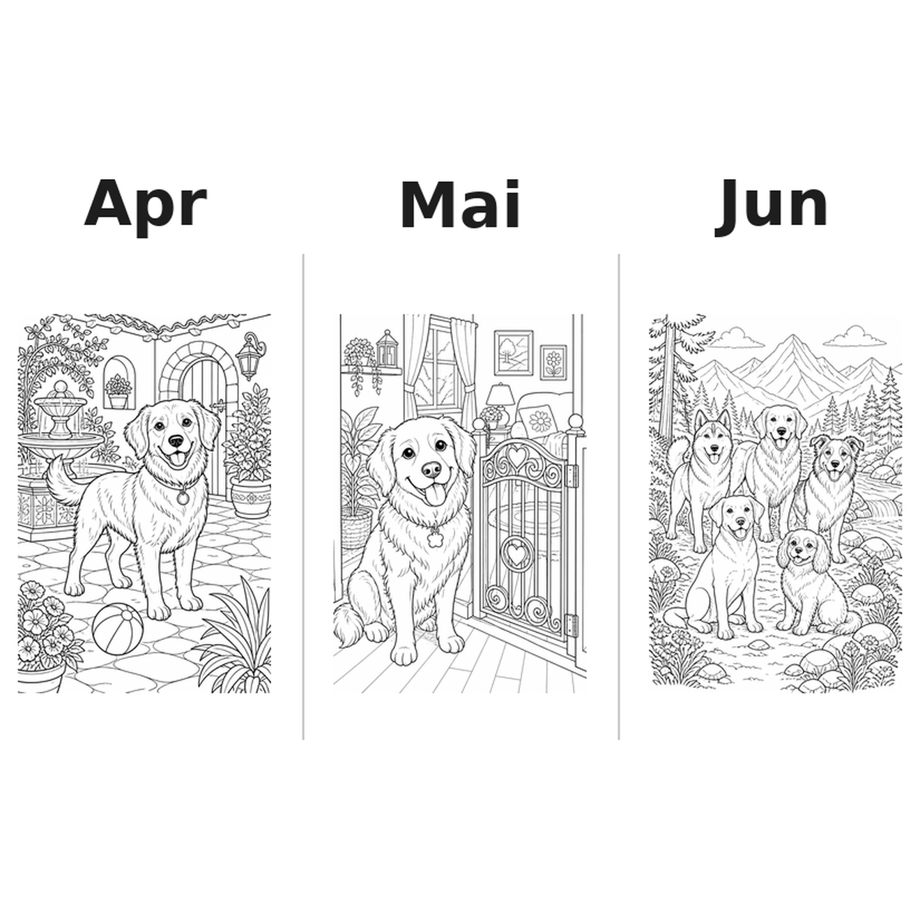 dogs Kalender 2027 Motive Ausmalen 2