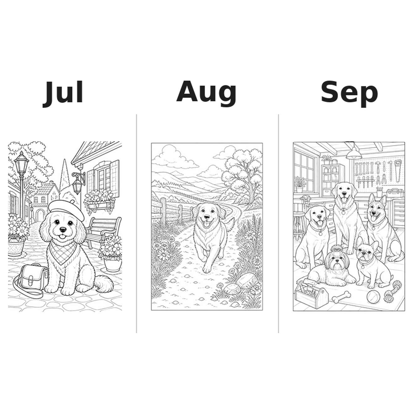 dogs Kalender 2027 Motive Ausmalen 3