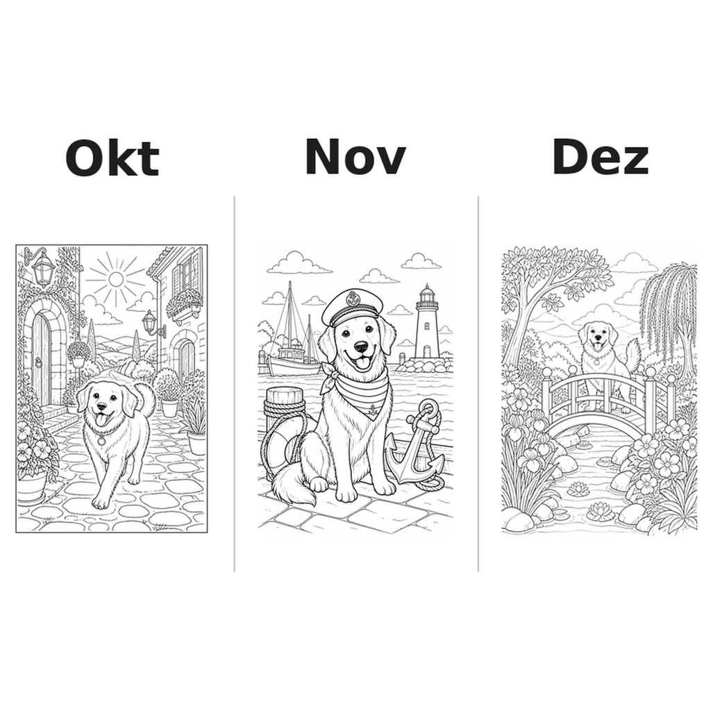 dogs Kalender 2027 Motive Ausmalen 4